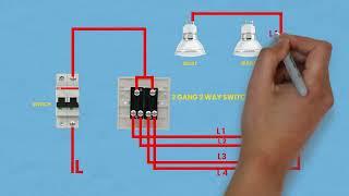 2 GANG 2 WAY WIRING CONNECTION TO 2 BULBS