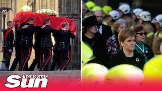 Nicola Sturgeon lays wreath at funeral of firefighter Barry Martin who died in Jenners store blaze