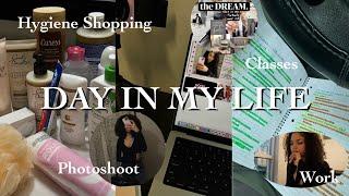 DAY IN MY LIFE || WORK | HYGIENE SHOPPING | PHOTOSHOOT | REAL ESTATE TRAINING