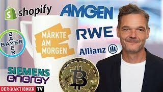 Märkte am Morgen: Bitcoin, Amgen, Tesla, Spotify, Shopify, Bayer, Siemens Energy, Allianz, RWE