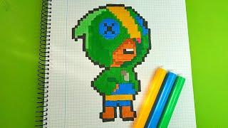 How to Draw LEON BRAWL STARS | Pixel Art Tutorial