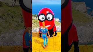 GTA V - SPIDERMAN SUPER JUMP WITH COLOUR MINIONS BUT ALL CLEARED? NG EP.413 #shorts