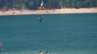 Biggest bicycle jump into a lake