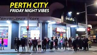 Perth Winter Night Walk, Friday Night in Perth City Centre, Australia | Walking Tour 4K