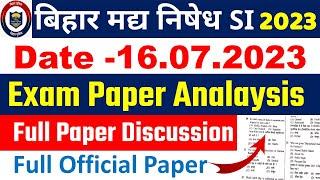 Bihar Madh Nishedh si / daroga 16 July  question Paper Answer Key Bihar Prohibation Excise SI 2023