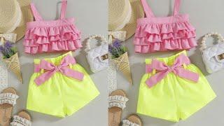 Baby Top And Shorts Cutting And Stitching/3 to 4 year Baby frock cutting and stitching