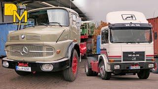 Big veteran truck meet historical harbor Scania Vabis MAN F8 Mercedes LP