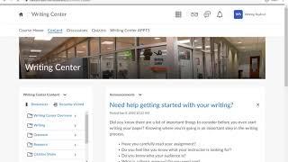 Writing Center D2L Brightspace Site