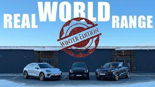 Polestar 3 vs Porsche Macan vs Audi Q6 E-Tron | RANGE TEST 120KPH / 75MPH | WINTER TEST