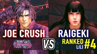 T8  JOE CRUSH (Clive) vs RAIGEKI (#4 Ranked Lili)  Tekken 8 Clive Rosfield Day 1