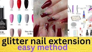 glitter nail extension tutorial# easy method#viralvideo #vaishnavimakeoverandboutique