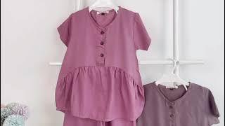 Setelan peplum anak perempuan rayon twill