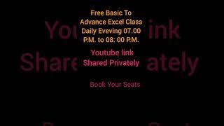 Free Basic To advance Excel Full Course with Certificate only on youtube. Book Your Seats #tags