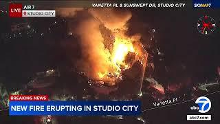 Several homes burn as new fire erupts in Studio City