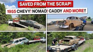 An Amazing Haul of JUNK! 1955 Chevy Nomad?!? 1958 Station Wagon, 1975 Cadillac 500, Posi and MORE!