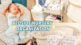 BEDSIDE NURSERY ORGANIZATION TOUR/IDEAS! sharing a room with a newborn!
