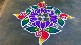 Sankranthi Chukkala MugguluSankranthi RangolisMargazhi kolam designs with dotSuper Colour Rangoli