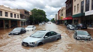 Heavy Rain Triggers Severe Flooding in Kingaroy, Queensland: Roads and Cars Submerged