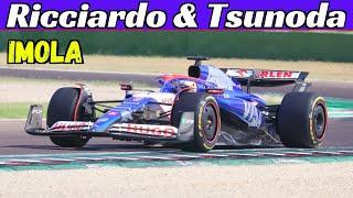 Daniel Ricciardo & Yuki Tsunoda Filming Day with 2024 RB VCARB 01 at Imola Circuit - July 31, 2024