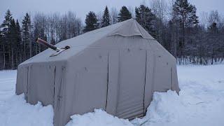 COLD WINTER CAMPING in a HOT TENT | ALONE OVERNIGHT | ASMR