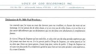 Lettre Officielle De Fr. Billy Paul, Fr. Joseph Branham, Fr. G. Fergusson Au Sujet Du Pastuer Baruti