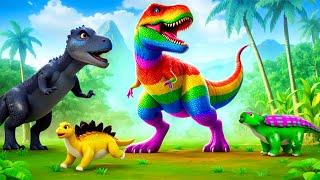 Rainbow Dino’s Heroic Rescue!  Saving Little Dinosaurs from Prehistoric Danger!