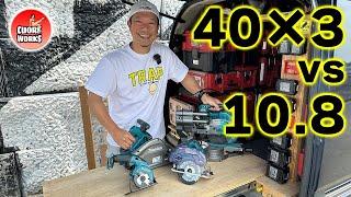 丸ノコが怖いオヂサンによるマキタ丸ノコ切断木口検証!! 40V機3台vs 10.8V 丸ノコという公開処刑