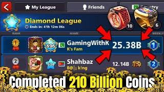 210 Billion Coins Completed w Diamond League Top  10 Fire Rush Rings & Golden Table 8 Ball Pool