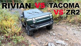 Rivian vs ZR2 vs Tacoma Off Road 4x4 2022 Comparison MUD ROCK Hill Climbing Test