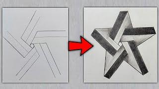 How to draw an Impossible 3D - Narrated Star | Step by Step |