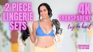 4K TRANSPARENT See Through LINGERIE Try On Haul with Mirror View | Natural Petite Body