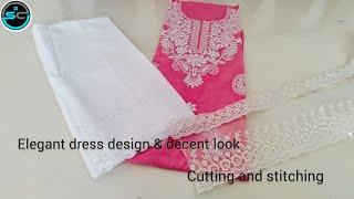 how I design unstitched embroidered suit/self made/cutting and stitching/neckdesign/lace#new #kurti