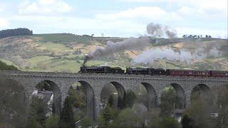 44871 and 45407 blasts over Knucklas Viaduct on the Heart of Wales Line - The Great Britain XVI