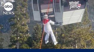 Skiers plunge from chairlift at Lake Tahoe resort