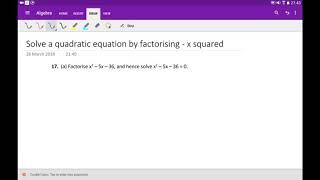 WJEC Intermediate Paper 1: Solve a quadratic equation by factorising - coefficient of x squared is 1