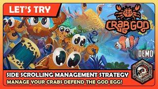 Crab God | Demo | Game Play | Let's Try | Side Scrolling Crab Managing Strategy Game