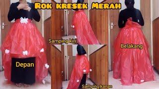 cara membuat rok kresek Merah pendek depan panjang belakang