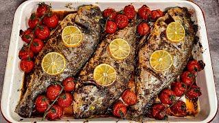 Oven baked sea bream fish