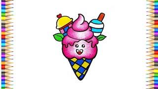 Cute Icecream Cone Drawing || How to Draw Icecream Cone for Beginner's || Icecream Drawing...