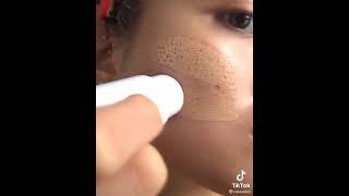 Open pores makeup tutorial#makeup #fashio#weirdmakeup #asmr #skincare #asmrskin care#nails