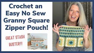 Brilliant Scrap Yarn Crochet Zipper Pouch for pencils, makeup, iPads, kindle, etc. #scrapyarn