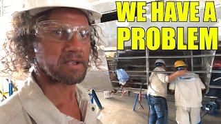 Ep. 30 WE HAVE A PROBLEM - A shell plate is BUCKLED ! Performance catamaran boatbuild or bust.