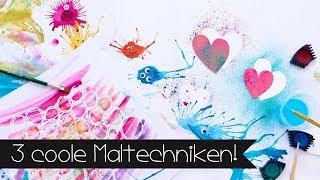 3 coole Maltechniken | Malen mit Leni | Malen mit Wasserfarbe | Basteln