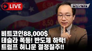 [미국마감] 비트코인88,000$ 테슬라 폭등! 반도체 하락! 트럼프 허니문 절정질주!!