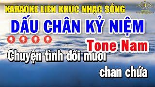 Karaoke Liên Khúc Nhạc Trữ Tình Tone Nam | Chọn Lọc Nhạc Vàng Dễ Hát - Dấu Chân Kỷ Niệm