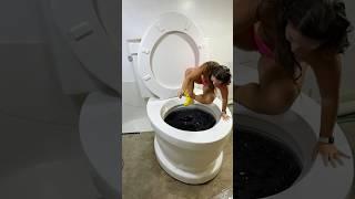 HUGE CANNONBALL into the Giant Toilet Black Pool with BIG SPLASH #shorts