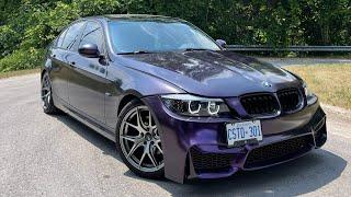 E90 BMW WITH M4 BUMPER WRAPPED IN MIDNIGHT PURPLE