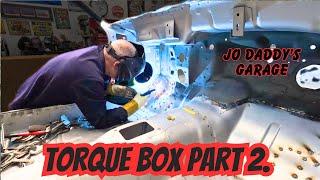 Torque box  in a classic mustang and bonus, shock tower reinforcement plates. Slither part 25