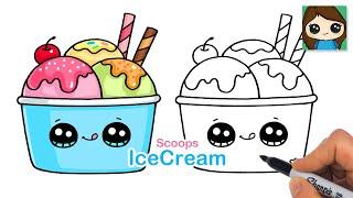 How to Draw Ice Cream Sundae Scoops in a Cup 