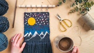 Starry Night Landscape WEAVING (+ needle felting & embroidery)